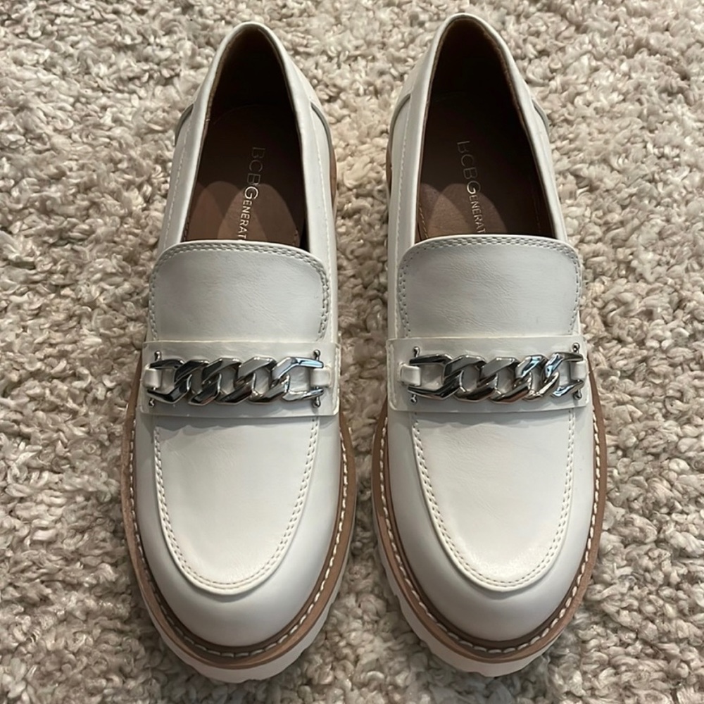 Never been worn BCBGeneration loafers with silver chain